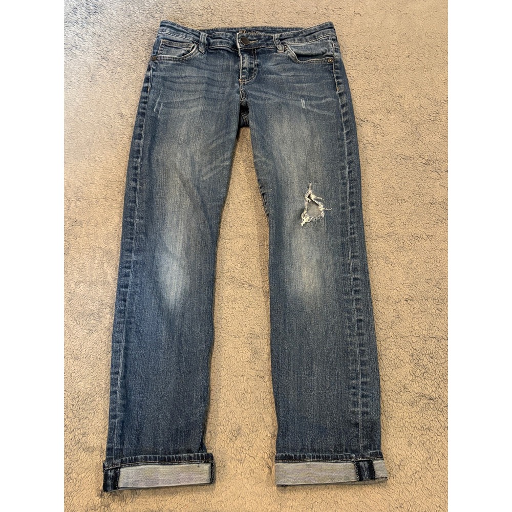 Kut from the Kloth Catherine Slim Boyfriend Jeans Distressed Medium Wash Size 4